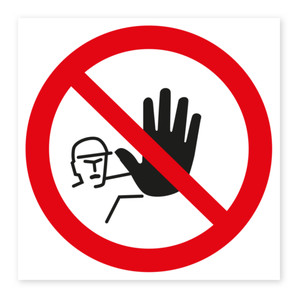 Obehöriga äger ej tillträde-skylten har storleken 148x148mm och tillverkas i materialet Dekal. Denna standardskylt kan anpassas så att du kan skapa din egen version av skylten.