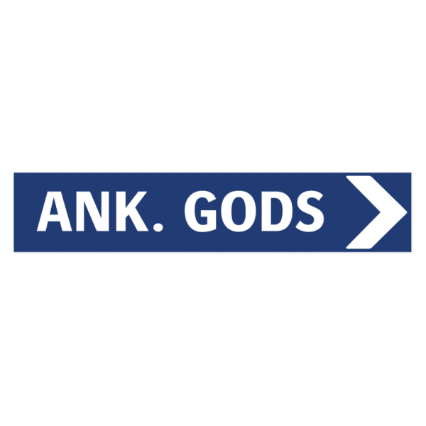 Ankommande gods pil höger-skylten har storleken 750x150mm och tillverkas i materialet Aluminium 2mm Plan. Denna standardskylt kan anpassas så att du kan skapa din egen version av skylten.