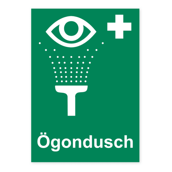 Ögondusch-skylten har storleken 148x210mm och tillverkas i materialet Dekal. Denna standardskylt kan anpassas så att du kan skapa din egen version av skylten.